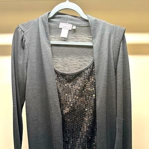 Silver sequin top and cardigan